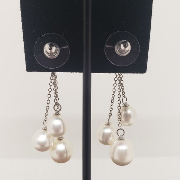 White Freshwater Pearl Dangle Cluster Earrings (NWOT) - Picture 8 of 9